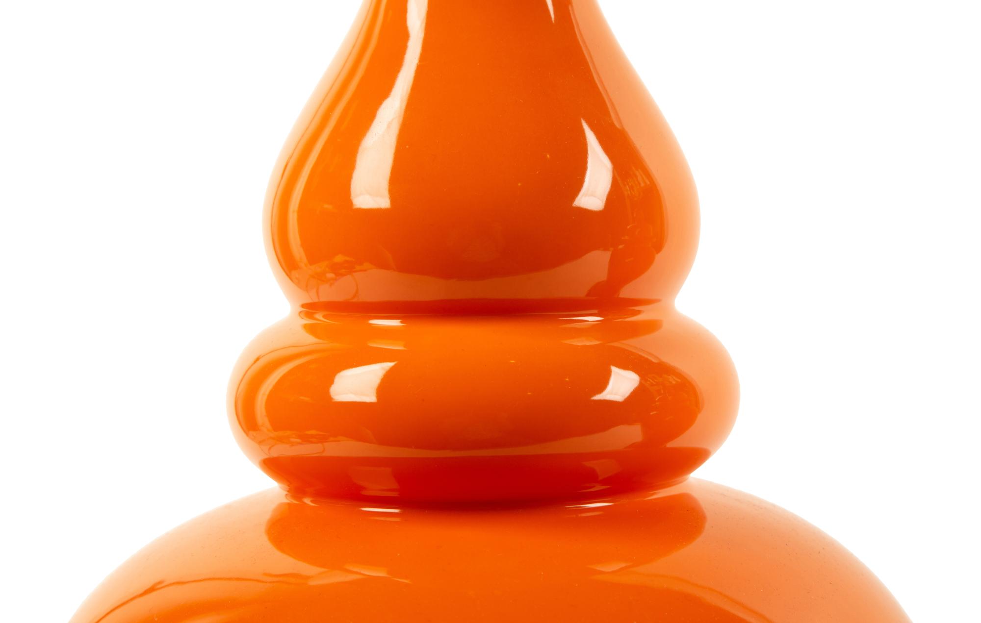 Two Orange Glazed Table Lamps — 20TH CENTURY