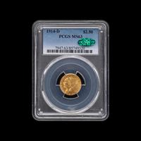 A 1914-D Indian Head $2.50 Gold Coin [PCGS MS63; CAC Green Sticker]