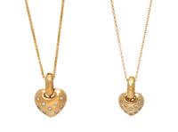 COLLECTION OF YELLOW GOLD AND DIAMOND HEART NECKLACES