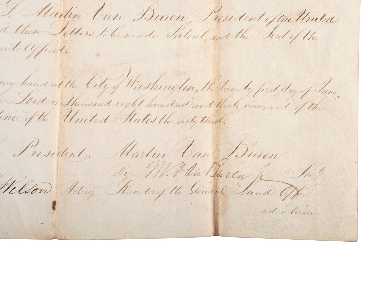 [NATIVE AMERICANS]. VAN BUREN, Martin (1782-1862). Secretarial document signed. Washington, DC, 21 June 1839.