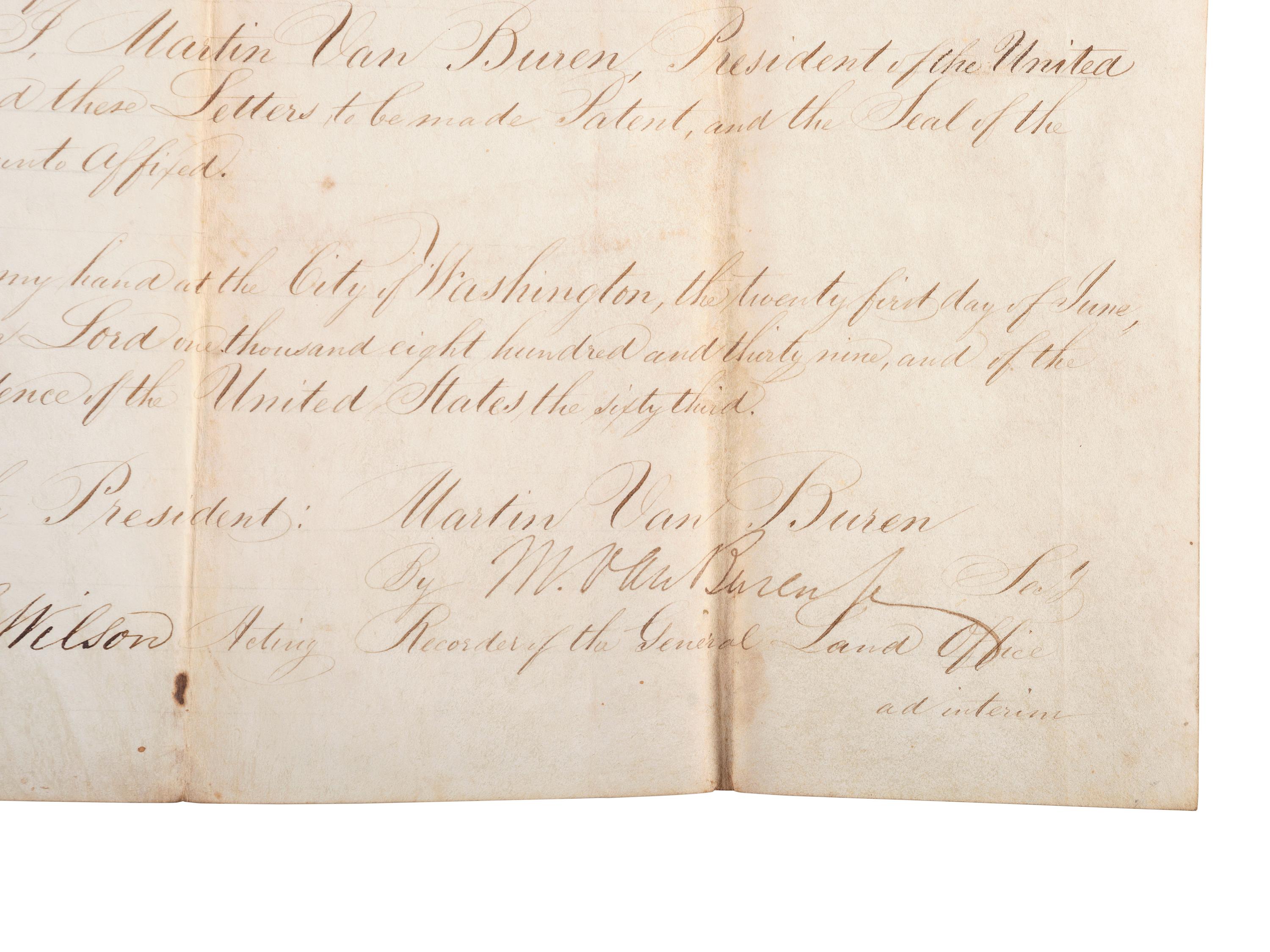 [NATIVE AMERICANS]. VAN BUREN, Martin (1782-1862). Secretarial document signed. Washington, DC, 21 June 1839.