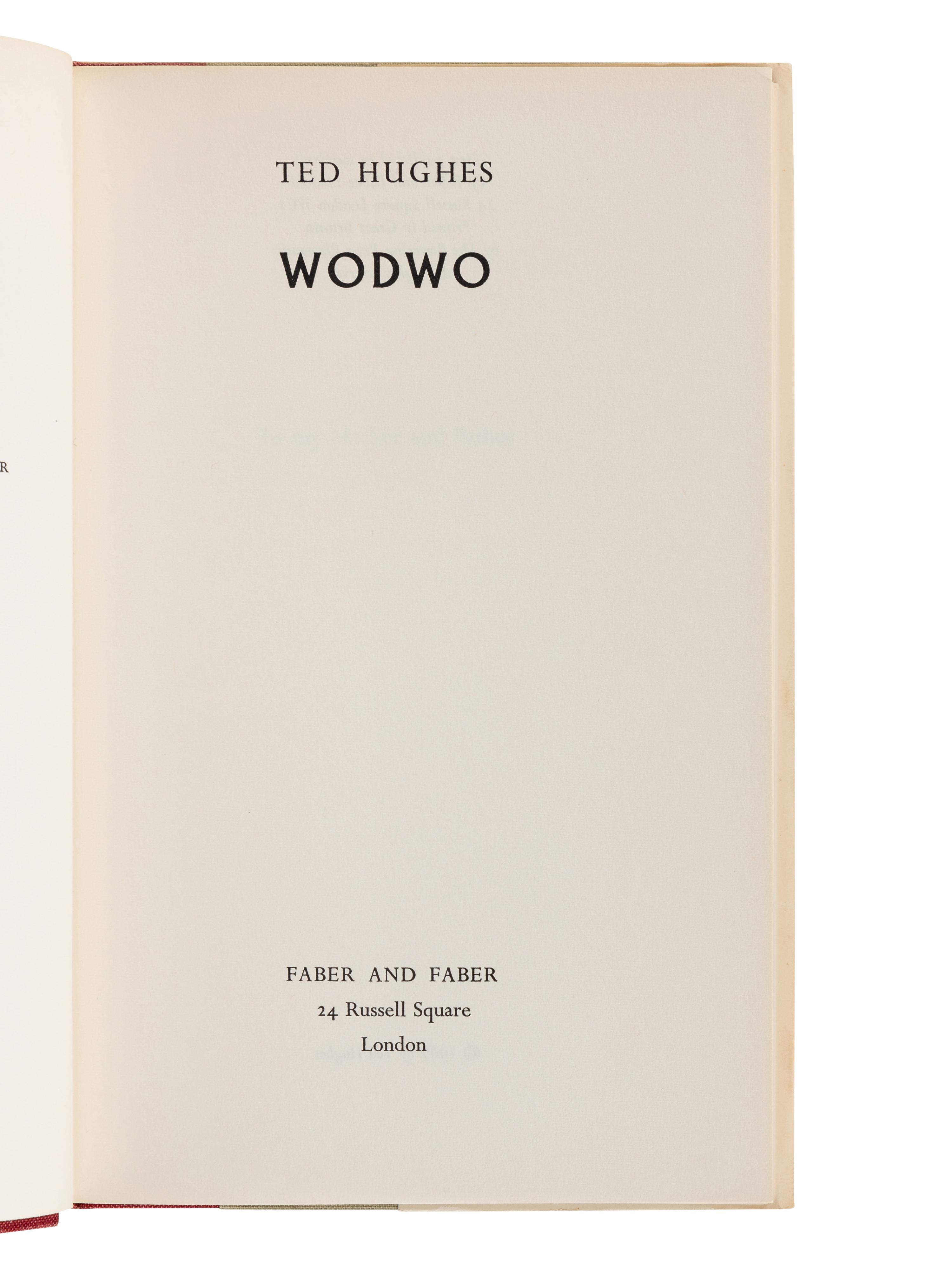 HUGHES, Ted (1930-1998). Wodwo. London: Faber & Faber, 1967.