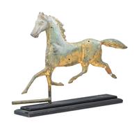A Cast Zinc and Parcel Gilt Molded Copper Trotting Horse Weathervane