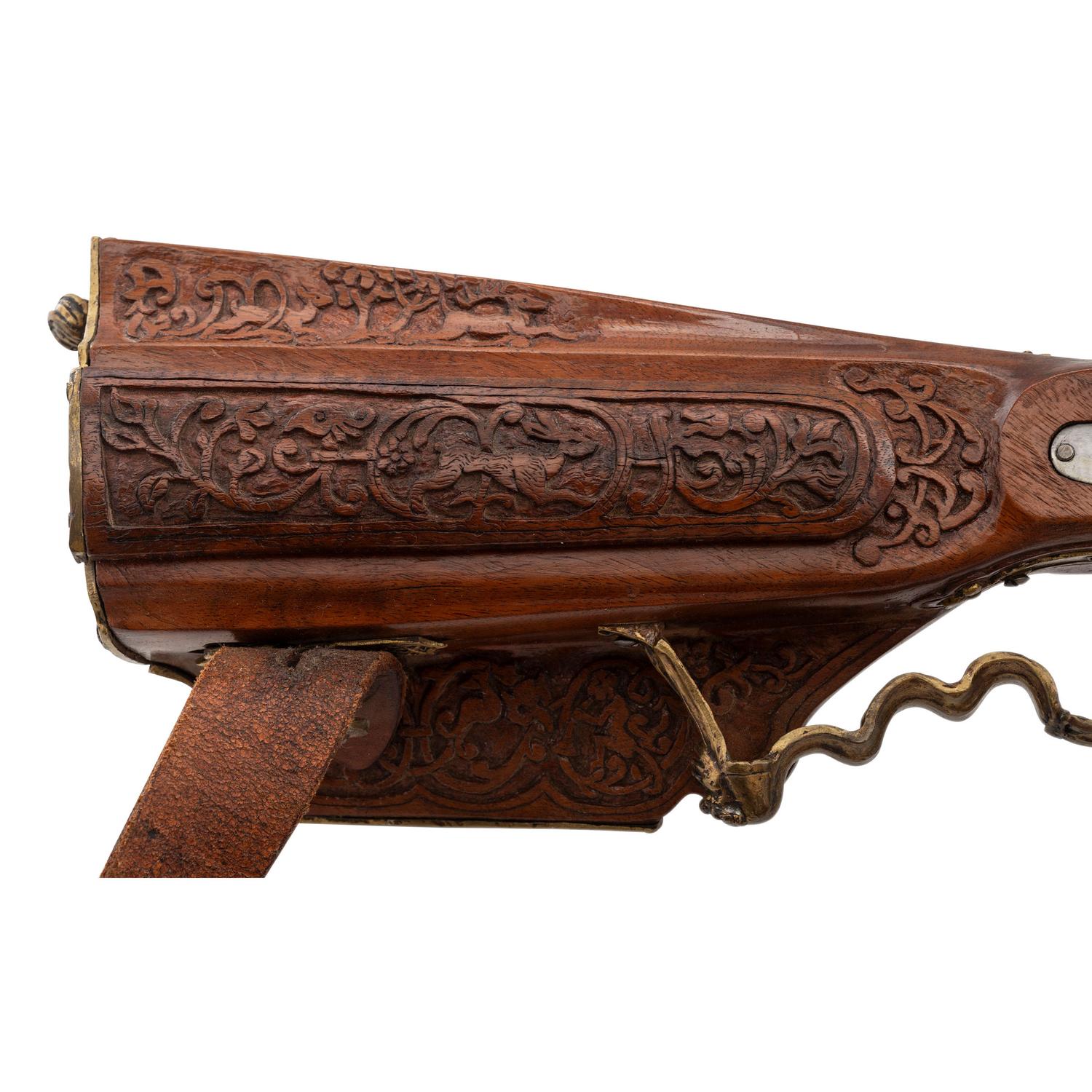 Contemporary Snaphance Jaeger Rifle in the Style of Meister der Tierkopfranke by John B. Derrick (American, b.1936)
