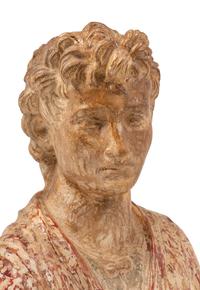 A Continental Polychrome Decorated Terra Cotta Bust