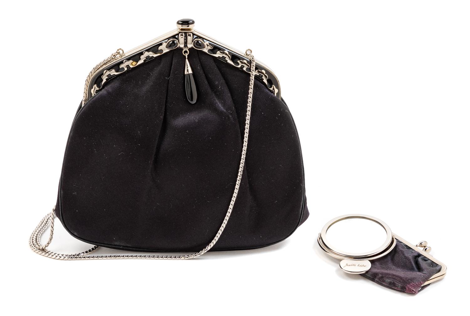 Judith Leiber Black Satin Bag