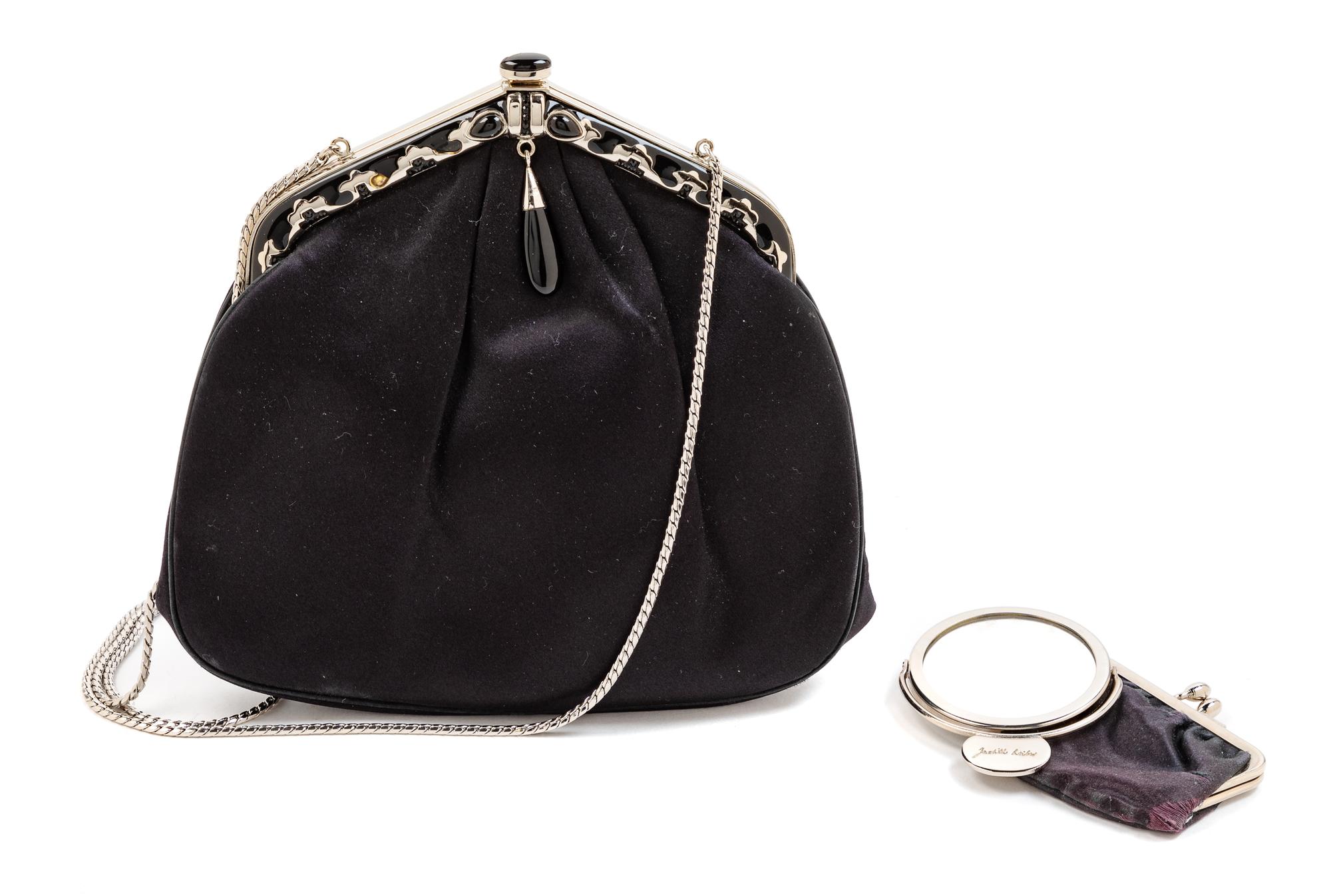 Judith Leiber Black Satin Bag