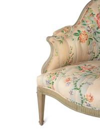 A Louis XVI Style Gray-Painted Bergère