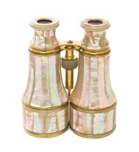 A Pair of French Mother-of-Pearl Veneered Binoculars, Height 6 inches (closed).