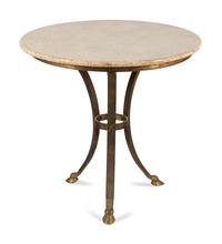 A Steel and Brass Travertine-Top Side Table in the Style of Maison Jansen