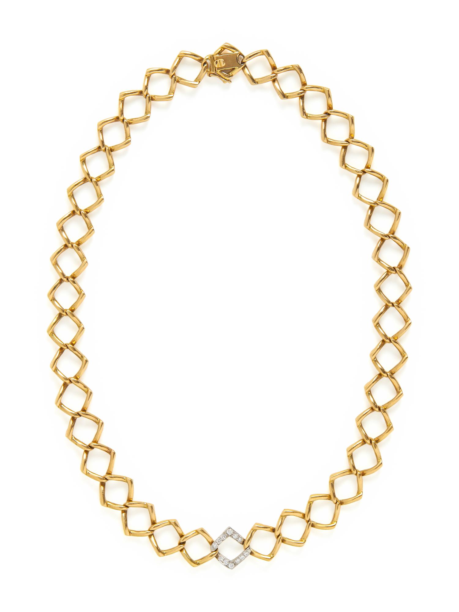 PALOMA PICASSO, TIFFANY & CO., YELLOW GOLD, PLATINUM AND DIAMOND LINK CHAIN NECKLACE