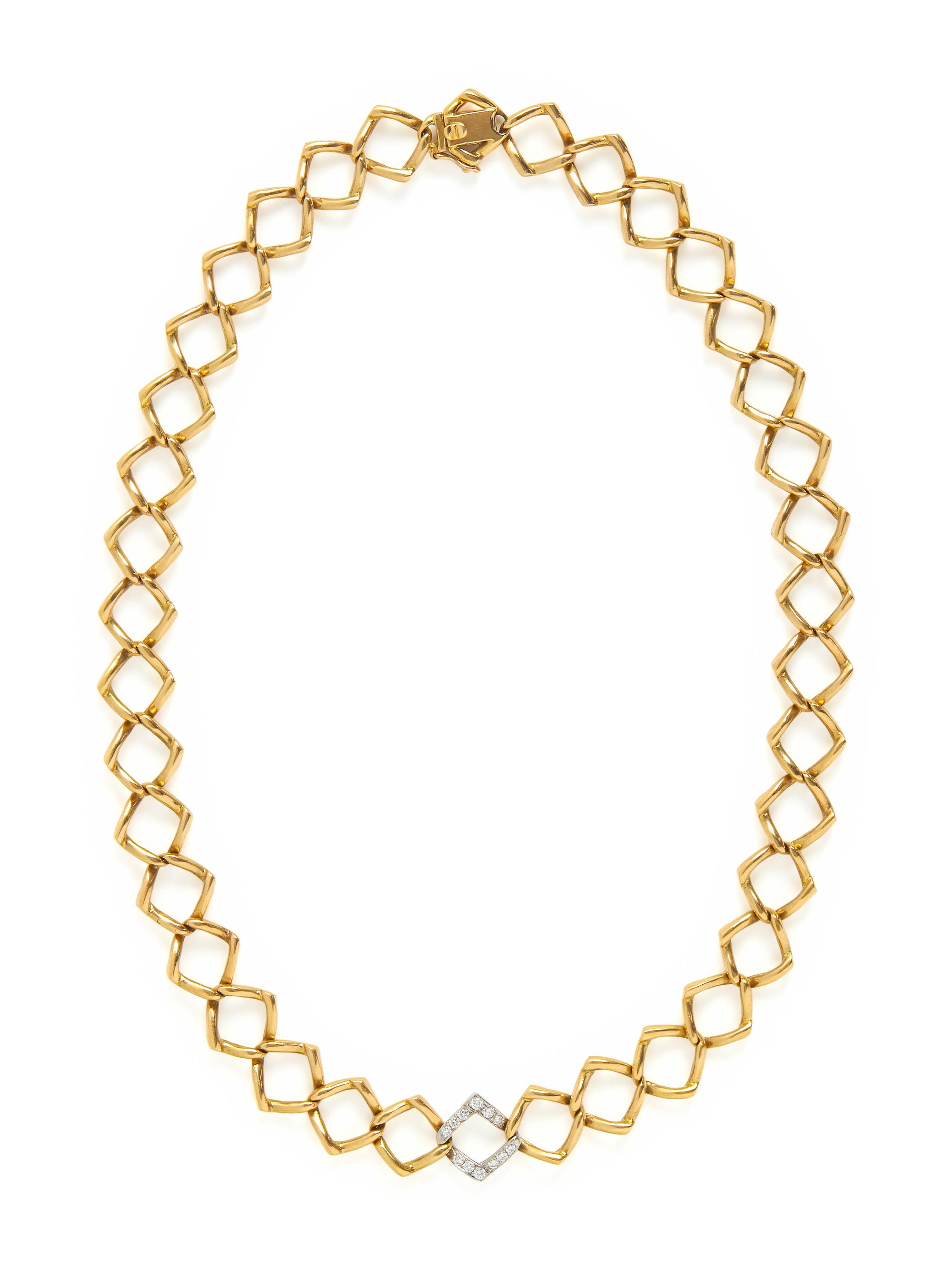 PALOMA PICASSO, TIFFANY & CO., YELLOW GOLD, PLATINUM AND DIAMOND LINK CHAIN NECKLACE