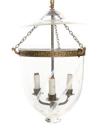 A Brass and Etched Glass Hall Lantern
