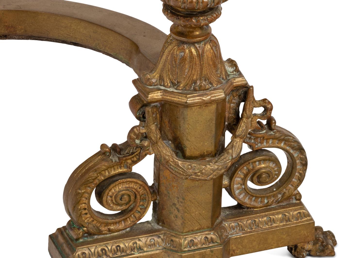 A Pair of Napoleon III Style Brass Andirons