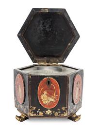 A Chinese Export Lacquered Tea Caddy