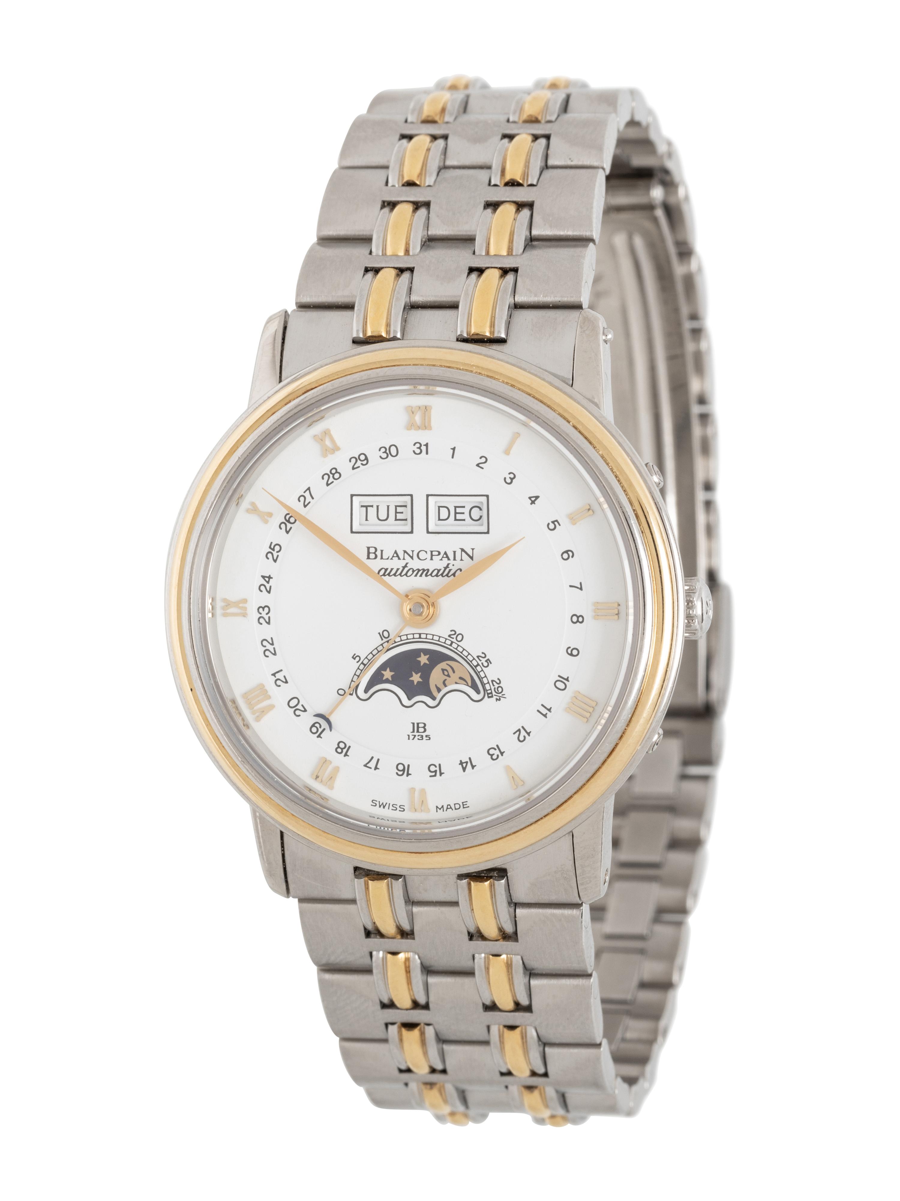 BLANCPAIN, STAINLESS STEEL AND 18K YELLOW GOLD 'VILLERET' TRIPLE CALENDAR MOONPHASE WATCH, BOX & PAPERS