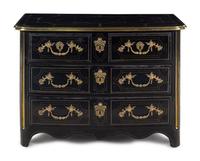 A Régence Gilt Bronze Mounted Ebony Commode