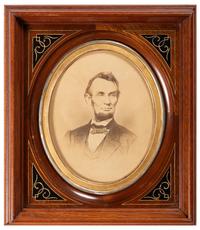 LINCOLN, Abraham (1809-1865). Vignetted portrait of Abraham Lincoln after a photograph by Anthony Berger.