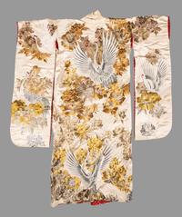 Three Japanese Embroidered Silk Kimono
