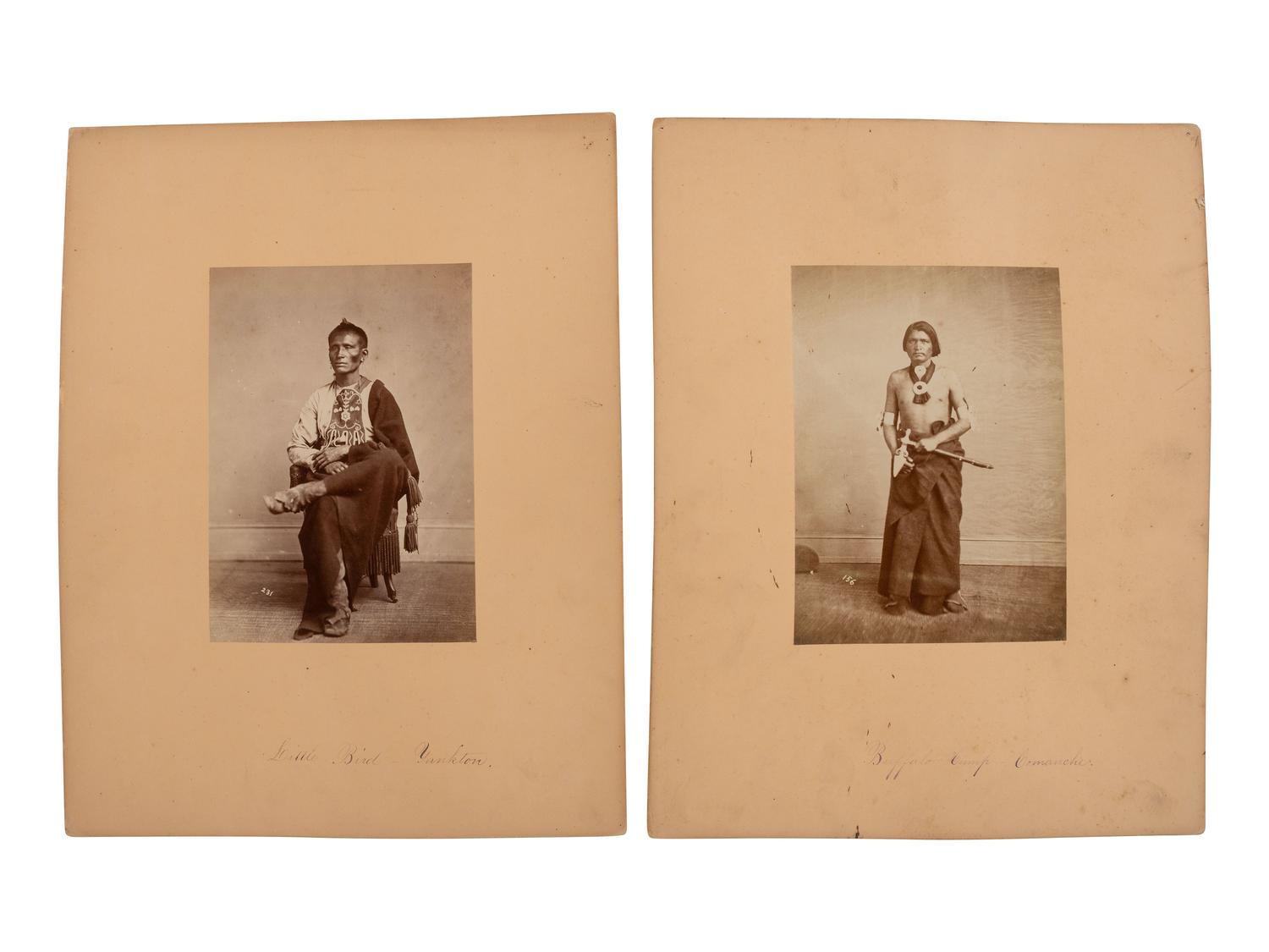 SHINDLER, Antonio Zeno (1823-1899), photographer. A group of 8 albumen photographs of Sac & Fox, Iowa, and Kaw Indians. [Washington, DC, ca 1868-1869].