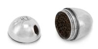 A George III Silver Nutmeg Grater, Likely John Thornton, Birmingham, 1803, of ovoid form, the underside with engraved monogram HL.