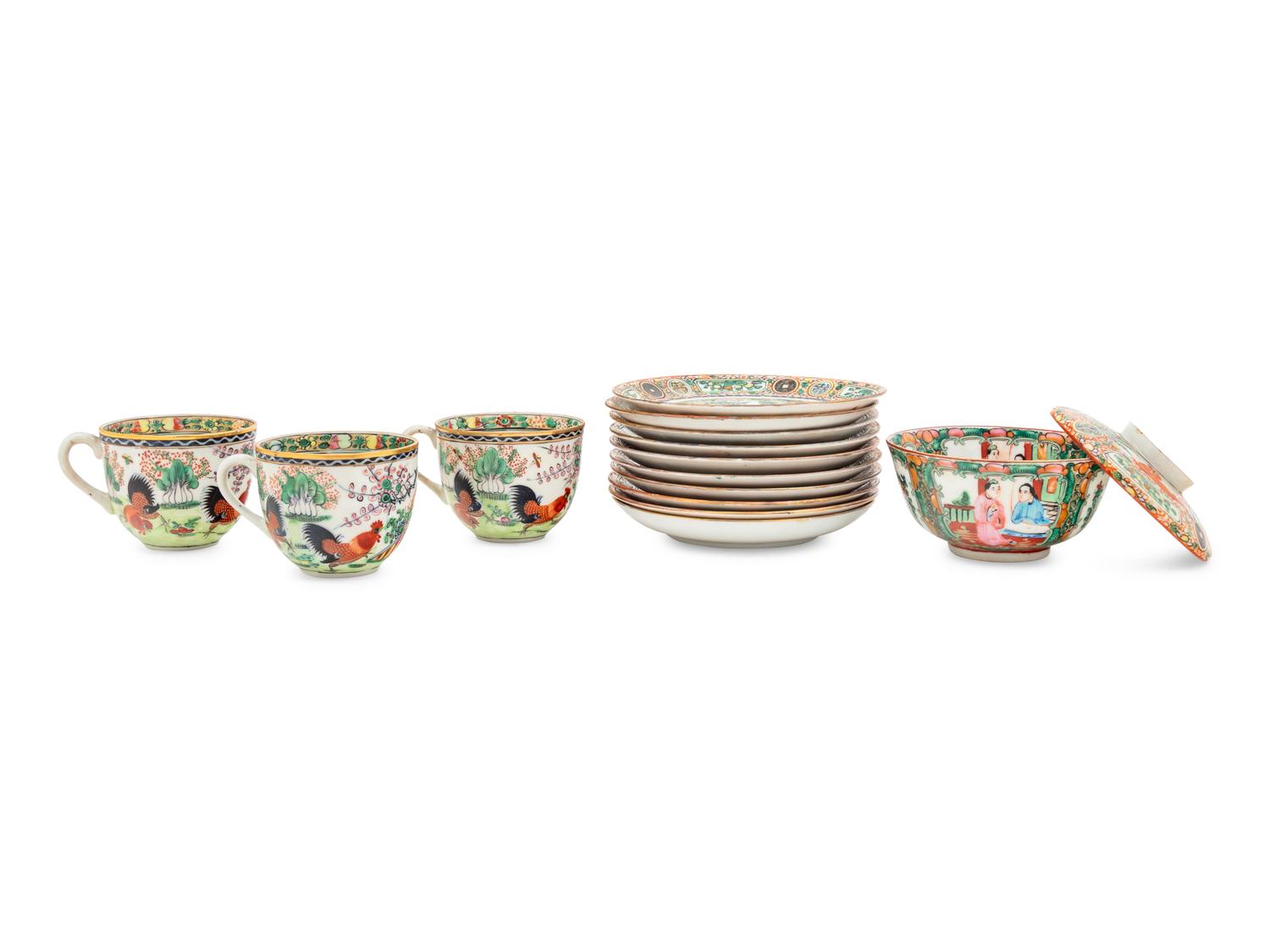 A Partial Set of Chinese Export Famille Rose Dinner and Tea Service