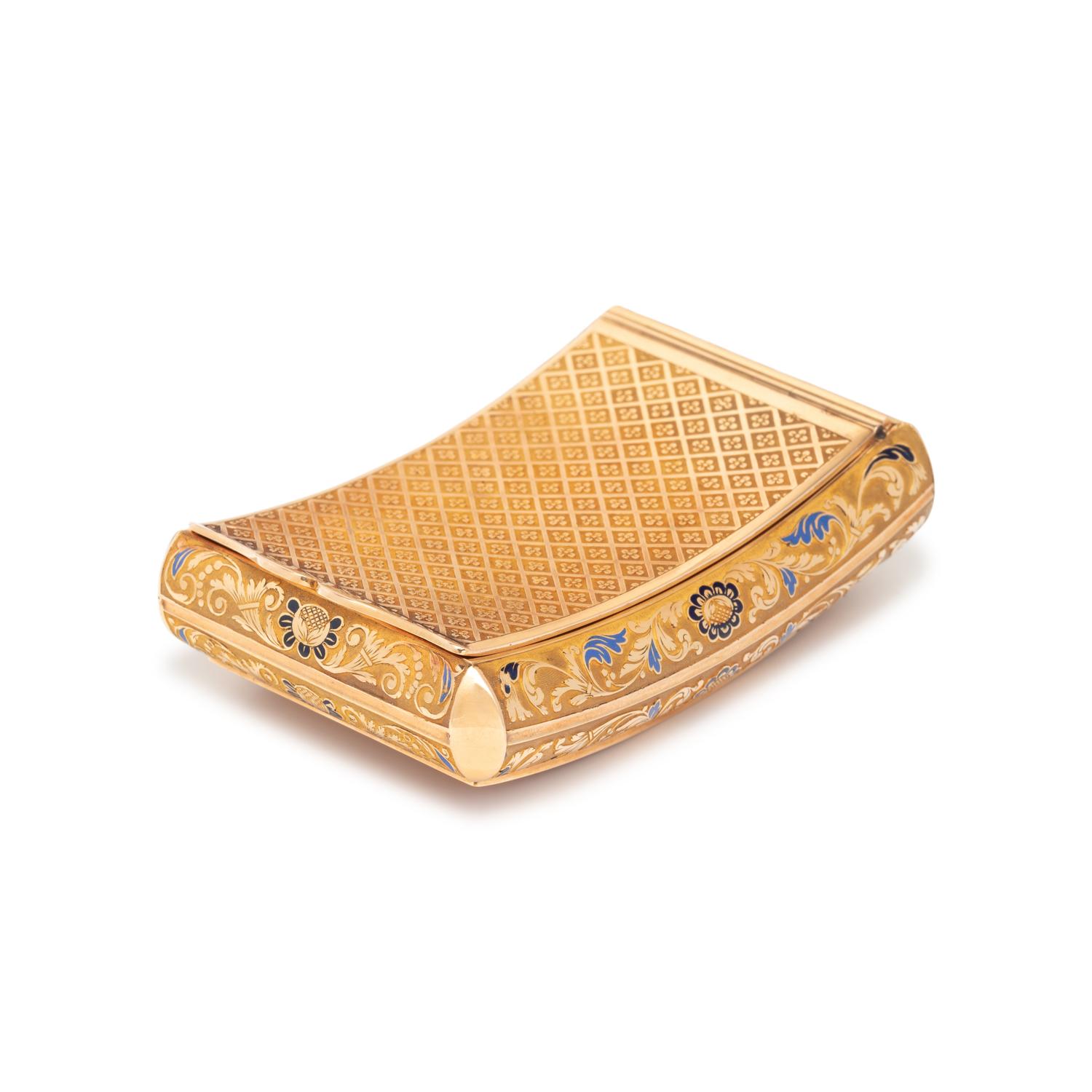 YELLOW GOLD AND ENAMEL SNUFF BOX