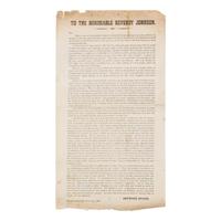 [LINCOLN-JOHNSON CAMPAIGN]. EVANS, Estwick (1787-1866). A pair of broadsides related to the 1864 presidential election, comprising: