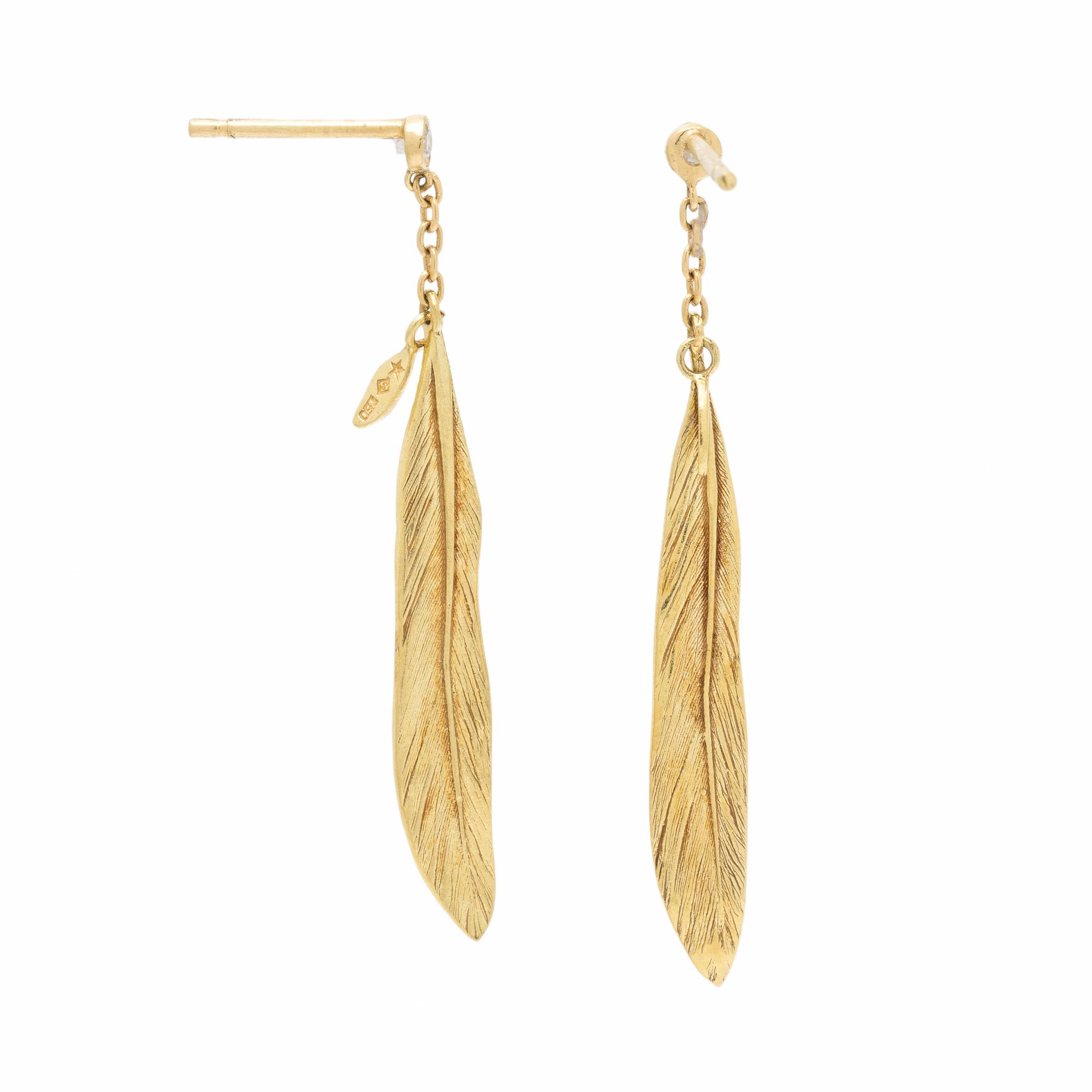 H. Stern, Yellow Gold and Diamond Feather Earrings