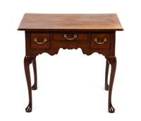 An English Oak Lowboy, Height 27 3/4 x width 31 3/8 x depth 19 1/2 inches.