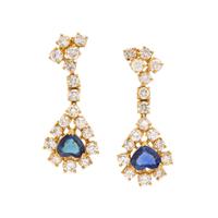 SAPPHIRE, DIAMOND, AND YELLOW GOLD EARRINGS