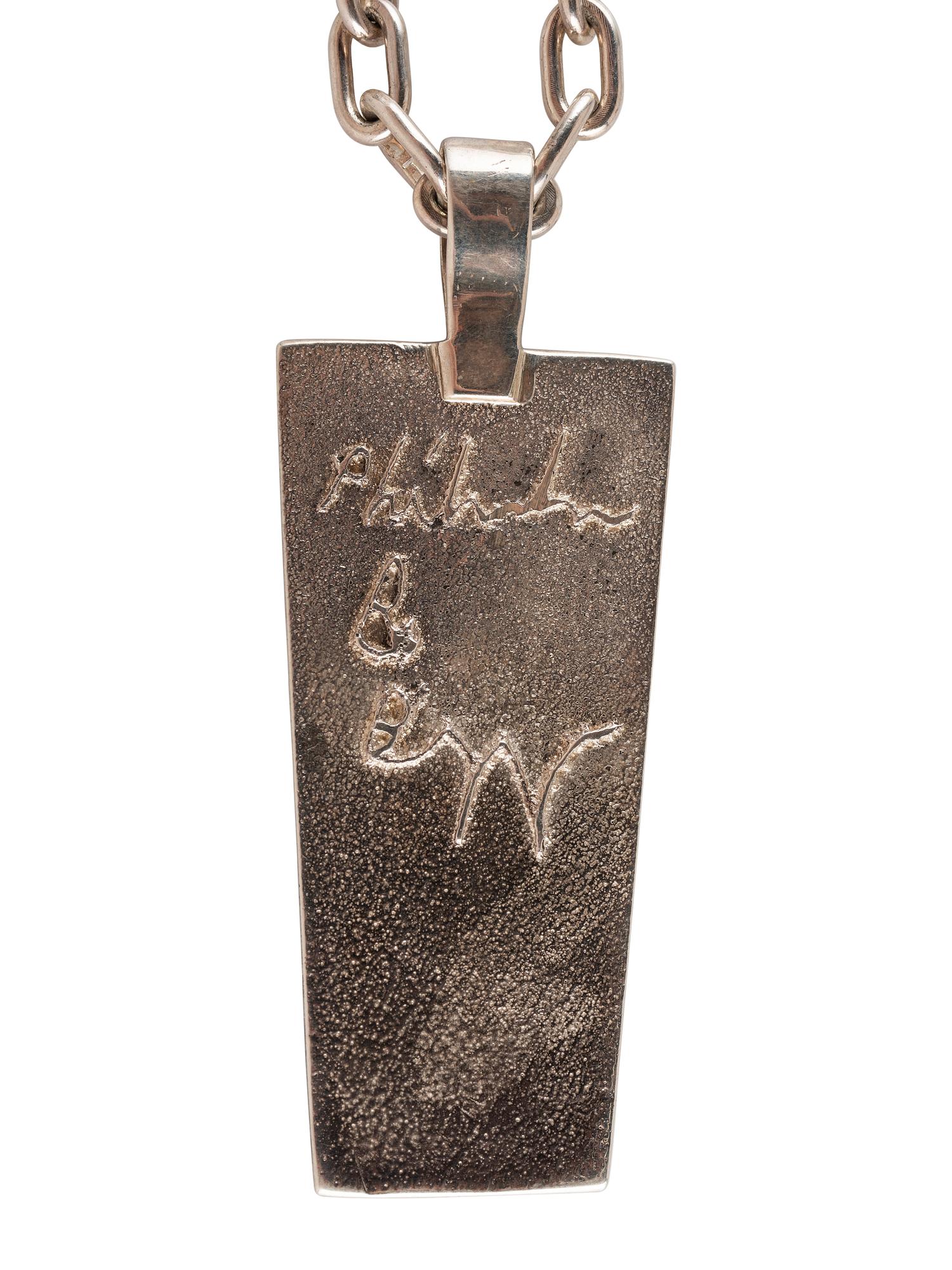 Tufa Cast Silver Figural Pendant, with Inlay