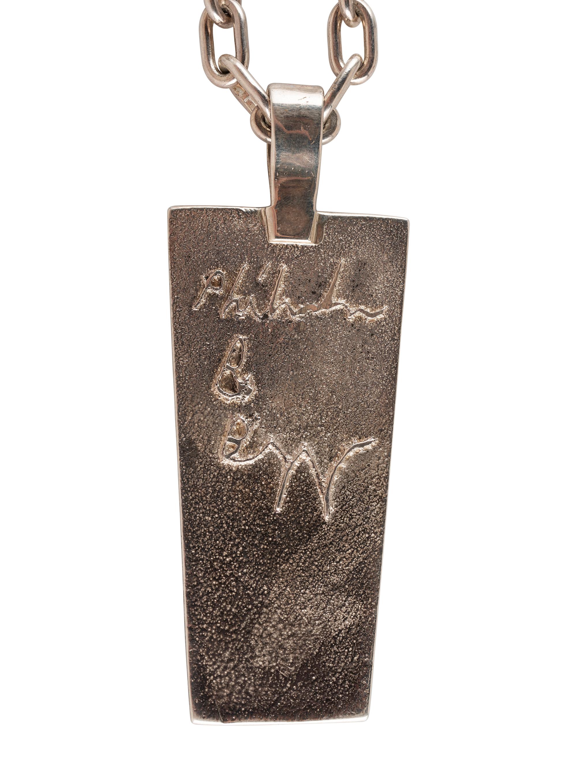 Tufa Cast Silver Figural Pendant, with Inlay