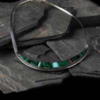 Richard Chavez (San Felipe, b. 1949) — Silver and Malachite Collar Necklace and Cuff Bracelet Set