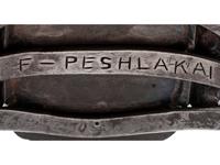 Heavily Stamped Split Shank Cuff, with Petrified Wood Cabochon