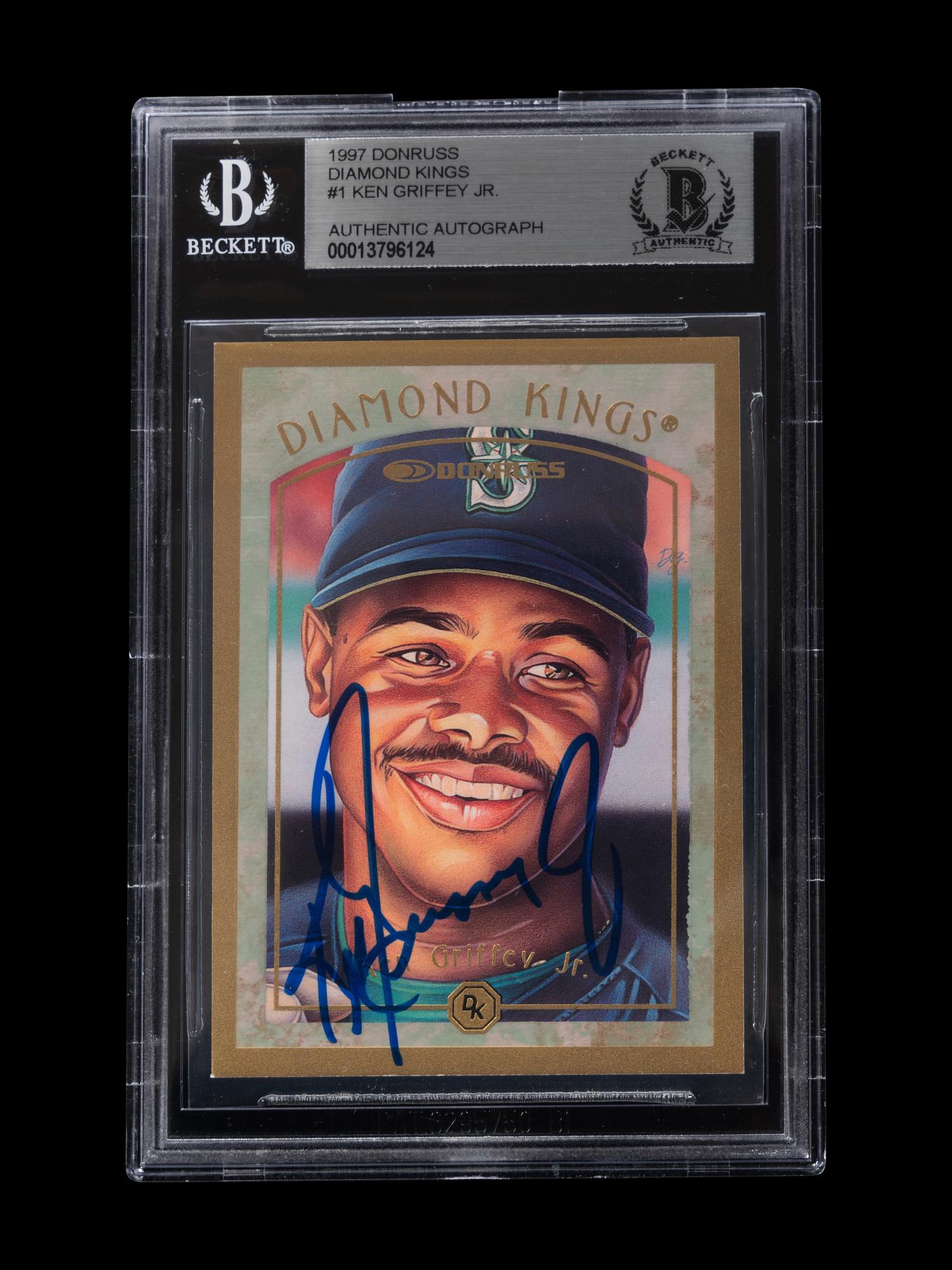 A 1997 Donruss Diamond Kings Ken Griffey Jr. Signed Autograph Baseball Card No. 1 (Beckett Authentication Services BAS Certified)
