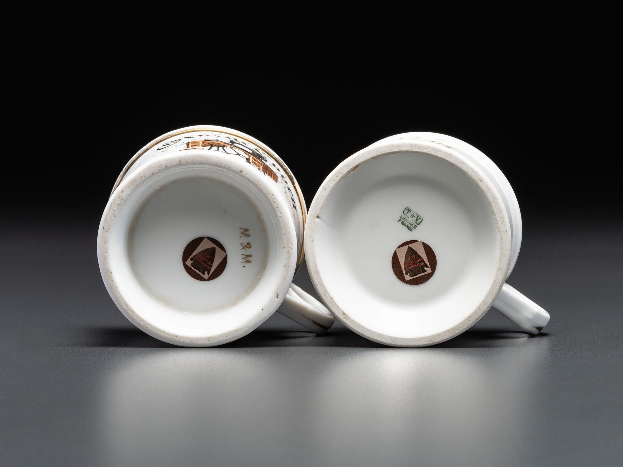 Two Tailor's Porcelain Occupational Shaving Mugs
