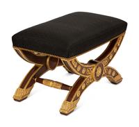 An Empire Style Parcel Gilt Mahogany Cerule-Form Stool