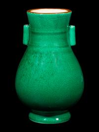 A Chinese Crackled Green Glazed Porcelain Hu Vase