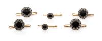 A Platinum, 14 Karat Yellow Gold, Onyx and Diamond Partial Dress Set, Larter & Sons, 7.90 dwts.