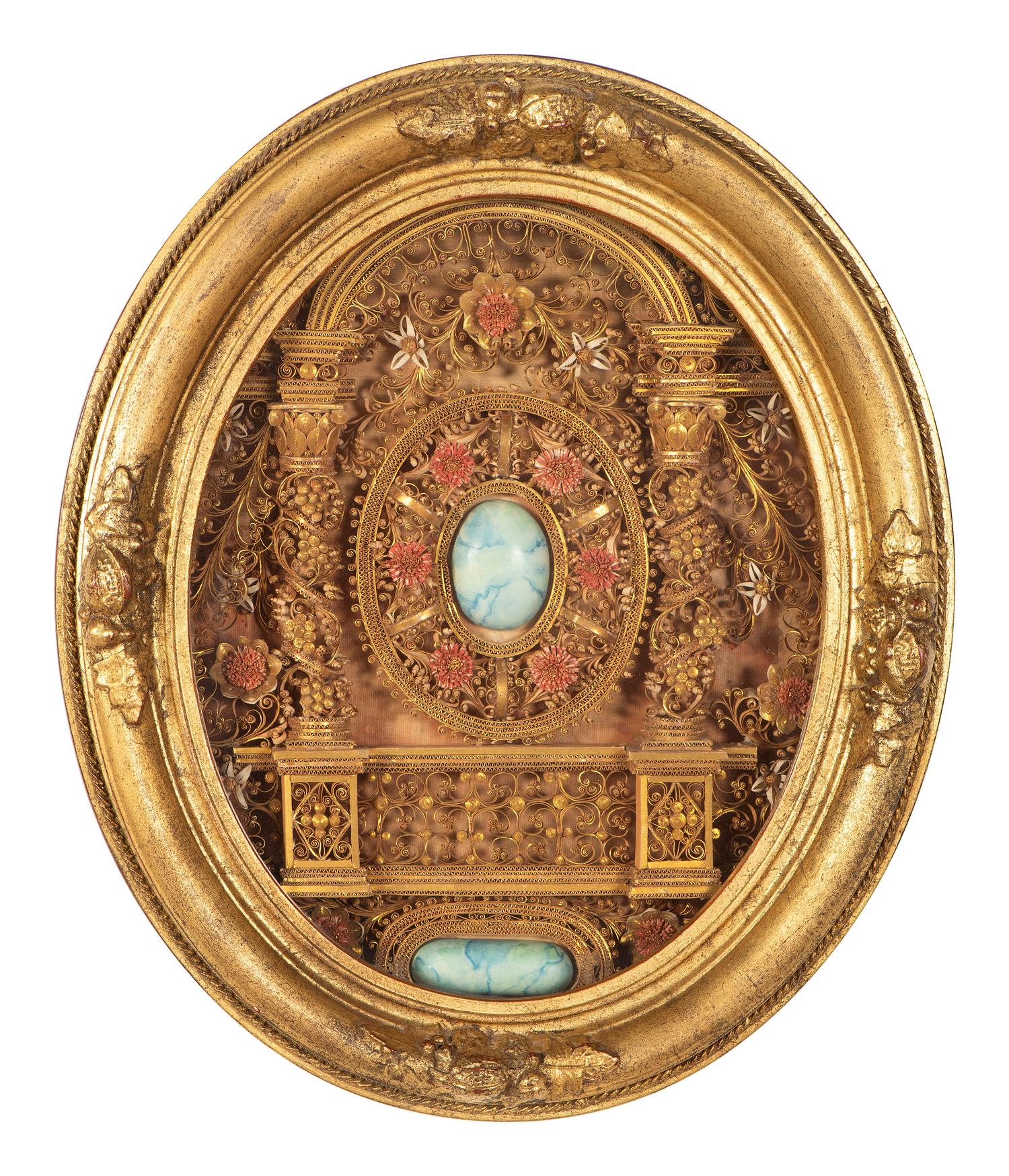 A Victorian Rolled Paper and Faux Marble Composition