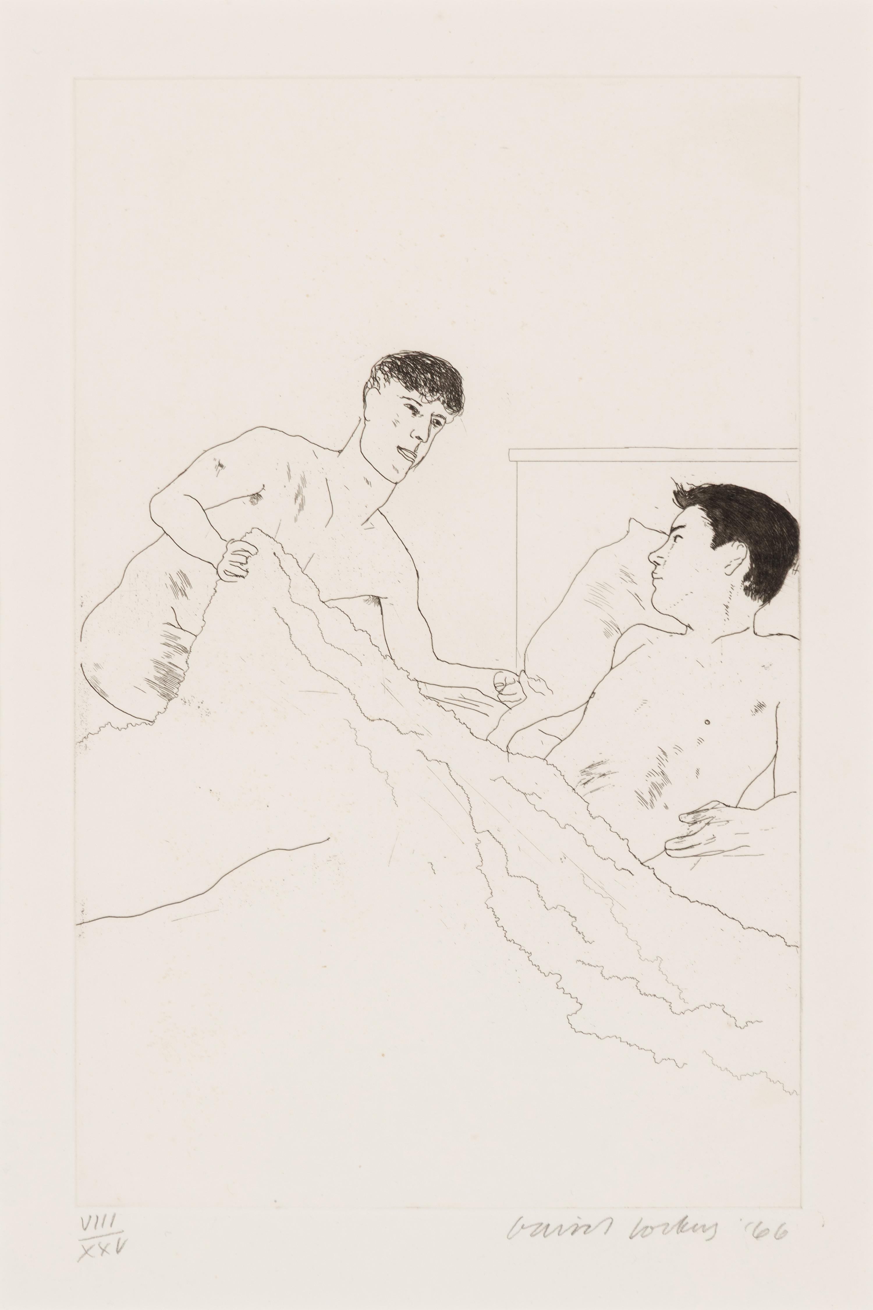 David Hockney (British, 1937-2026) — According to Prescriptions of Ancient Magicians ( from Illustration for Fourteen Poems from C.P. Cavafy), 1966
