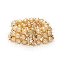 CULTURED GOLDEN PEARL, DIAMOND, AND YELLOW GOLD BRACELET