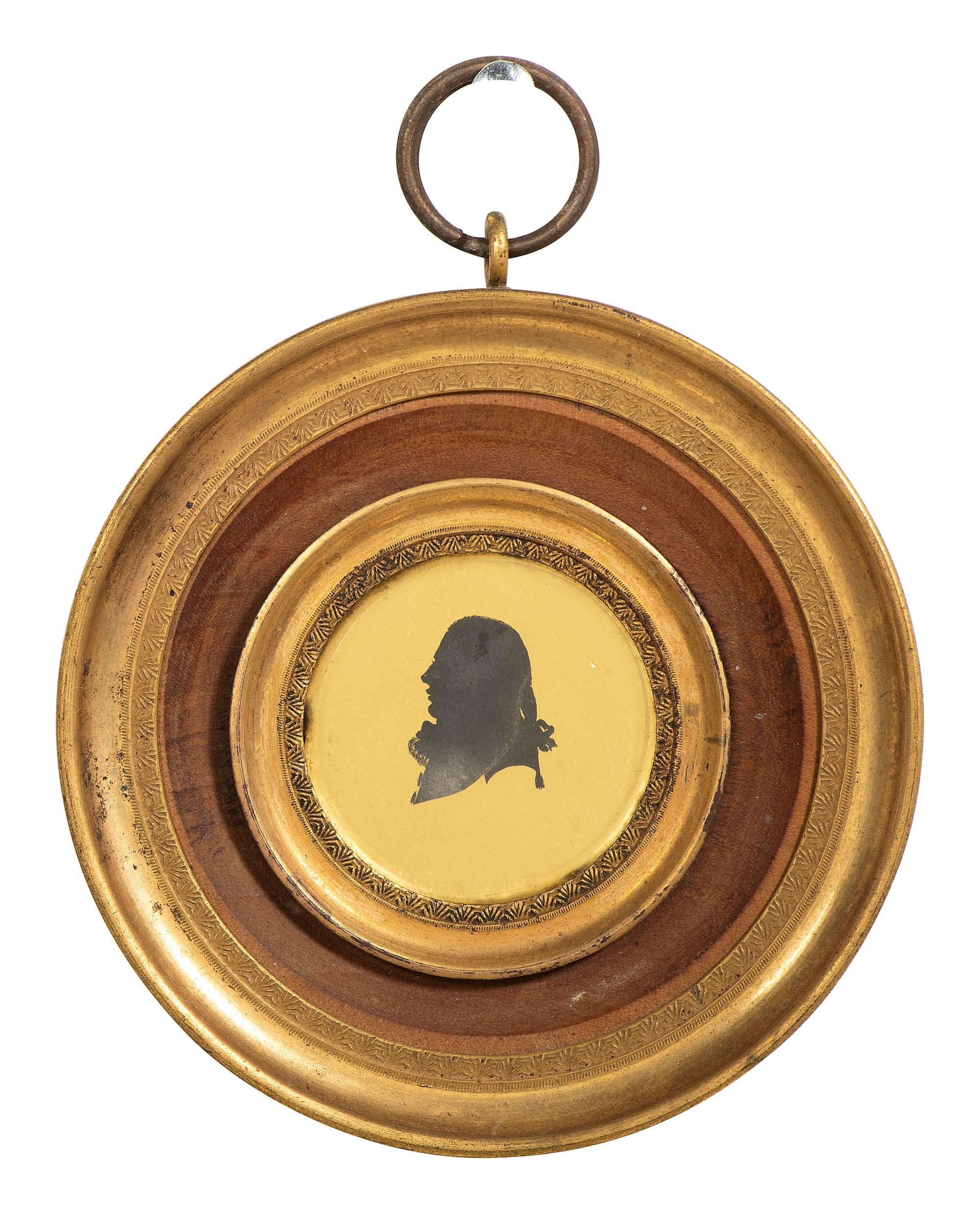 Six Verre Eglomise Silhouette Portraits of Gentleman