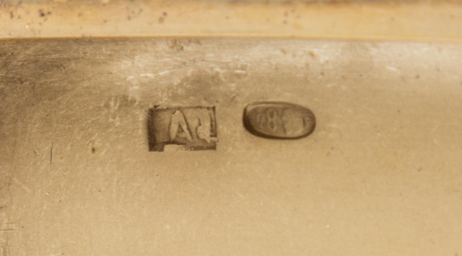 A Russian Silver Cigarette Case, Maker's mark obscured, Moscow, early 20th century, the lid worked to show an armored warrior seated on