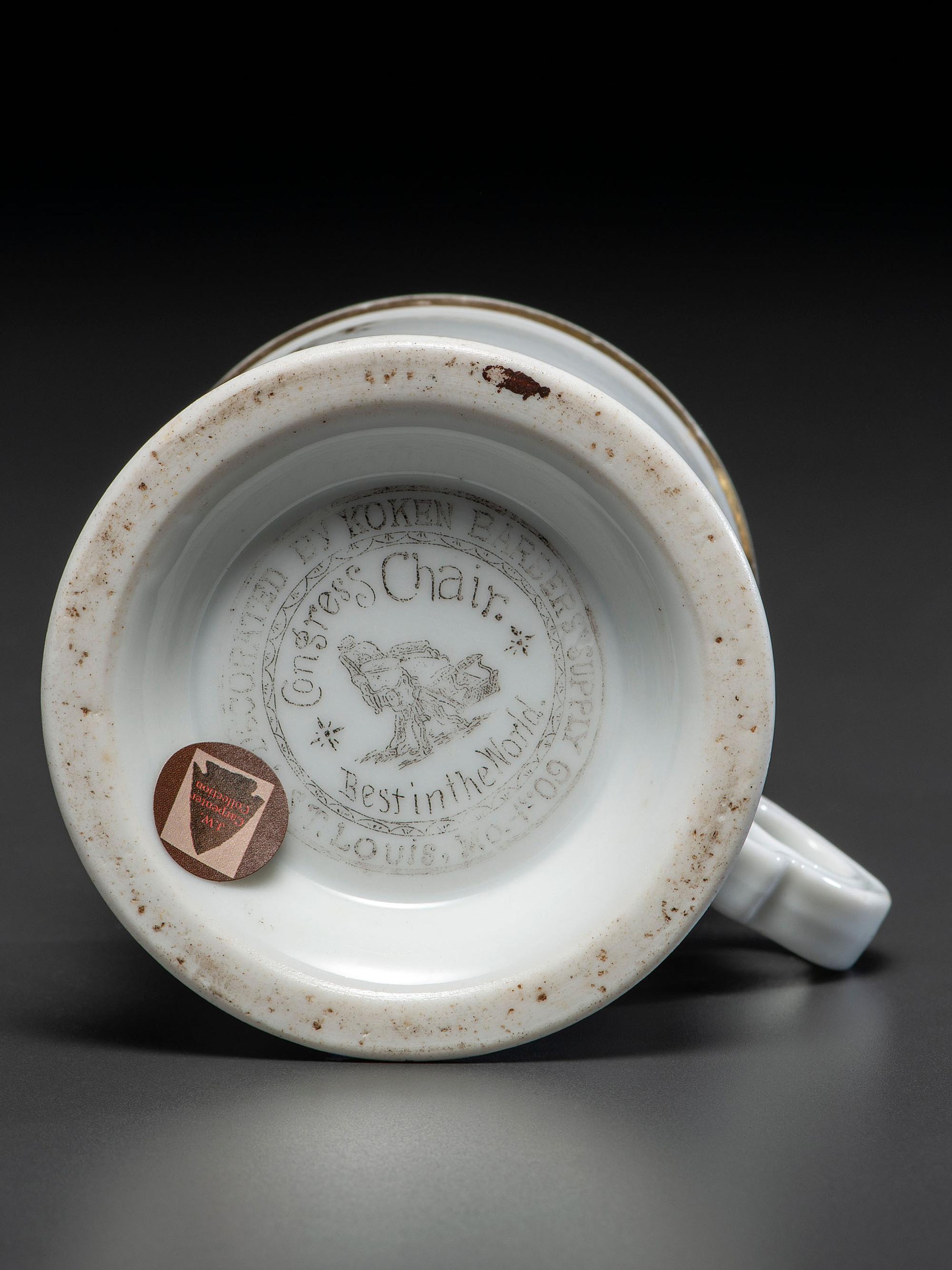 A Porcelain Occupational Shaving Mug Depicting a Steam Engine