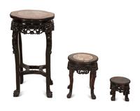Three Chinese Carved Hardwood Stands — 20th Century