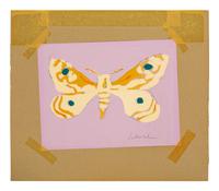 Tan Butterfly on Purple