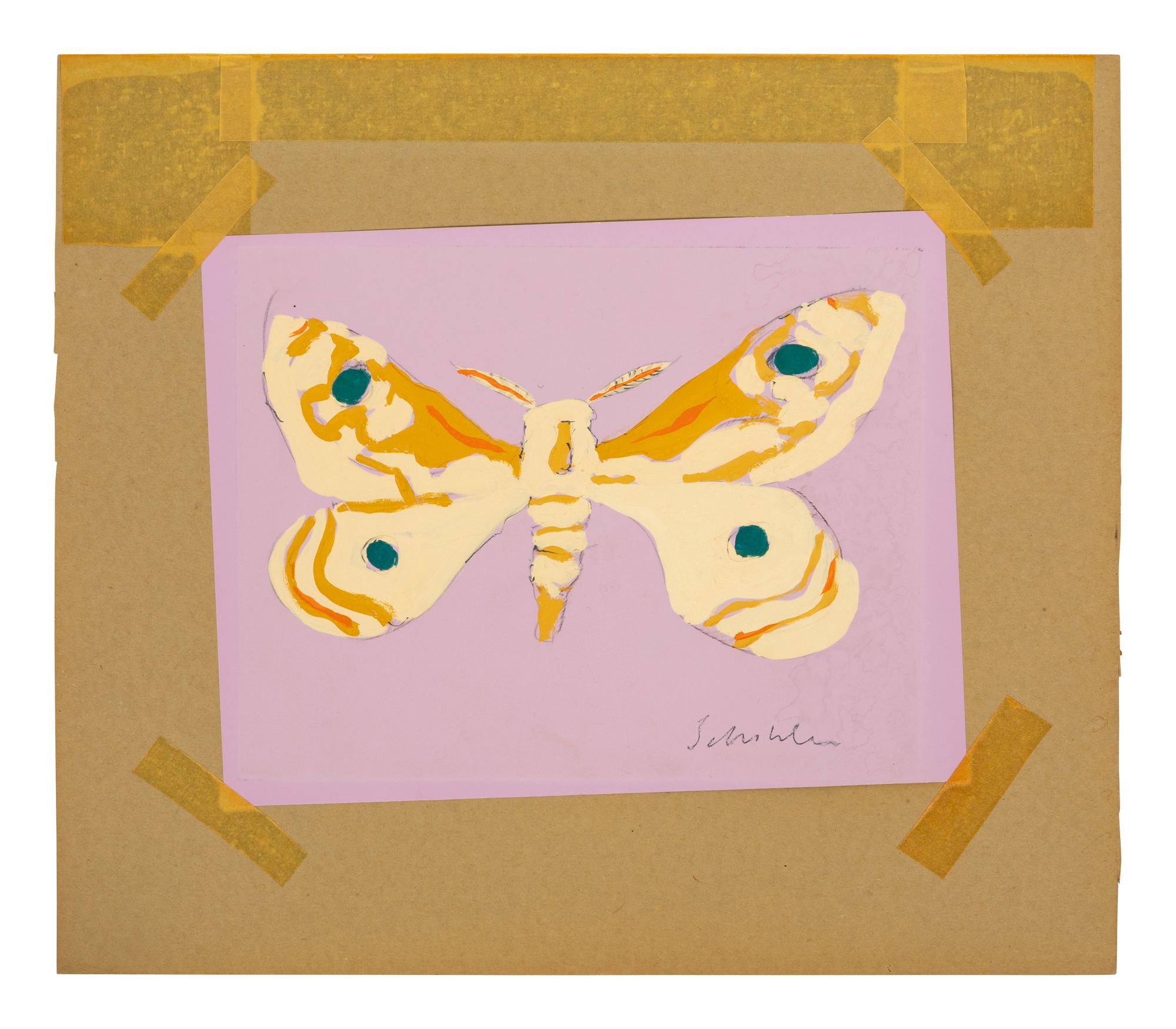 Tan Butterfly on Purple