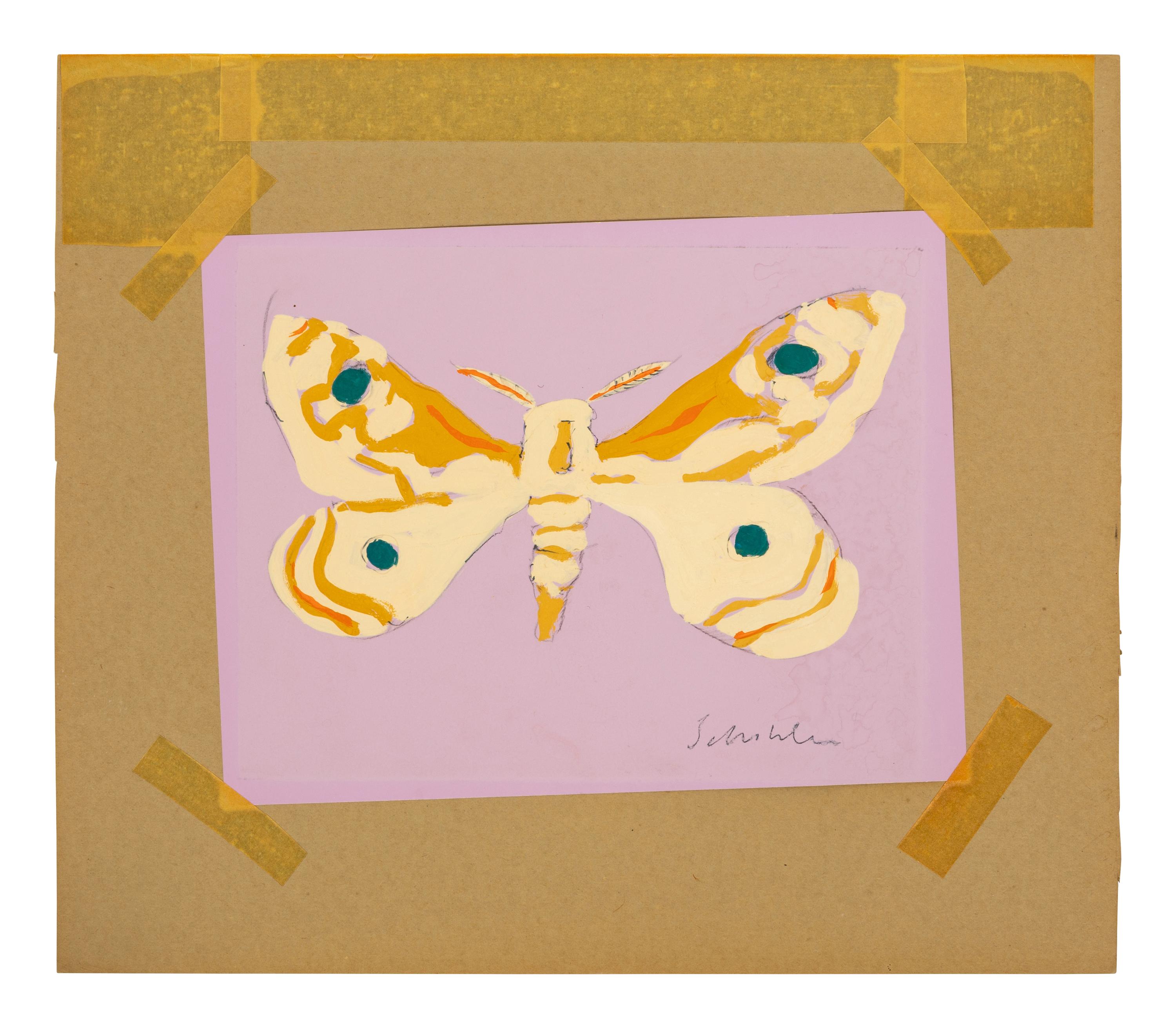 Tan Butterfly on Purple